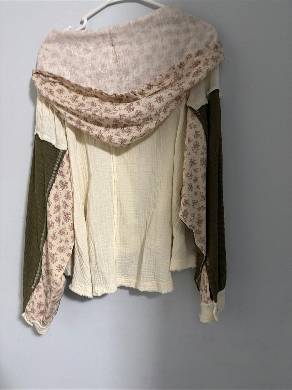 Pol. Cream & Olive Floral Panel Hoodie - Women Tops - Picture 4 of 9